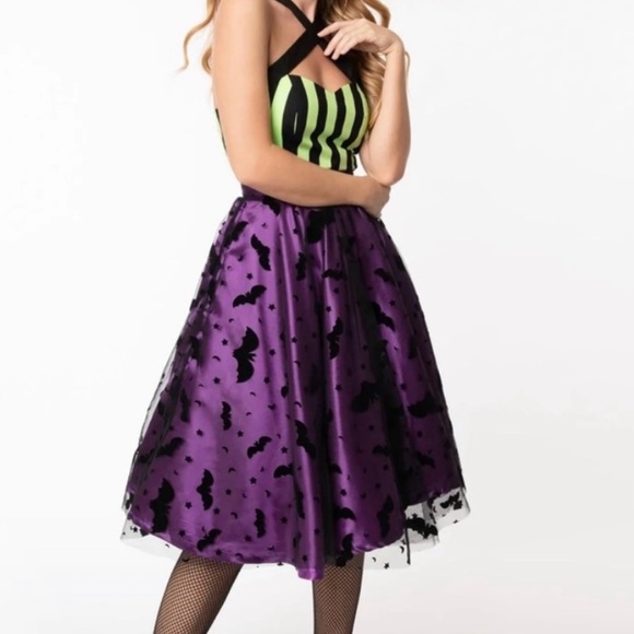 Purple/Black Velvet Bat Skirt - Picture 2 of 10